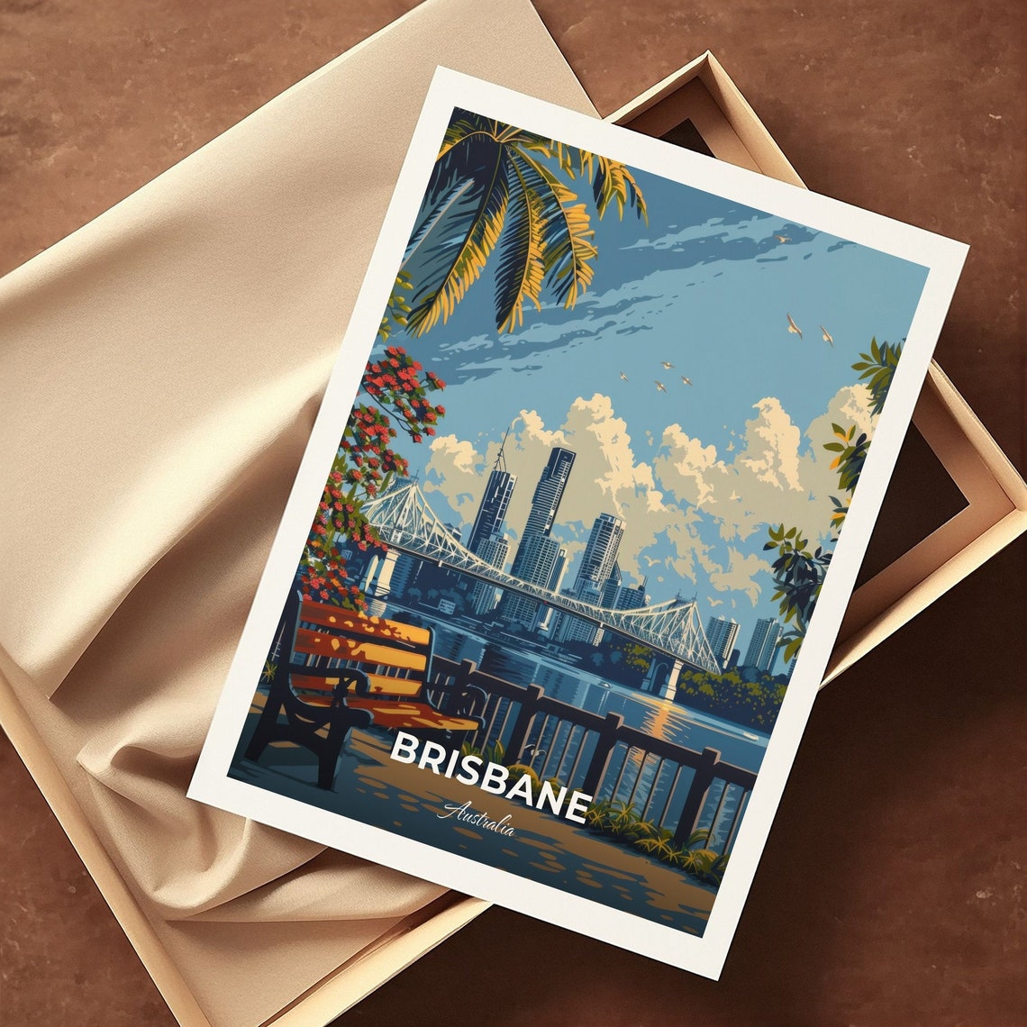 Brisbane Australia Story Bridge Skyline River View Travel Poster - Image 3
