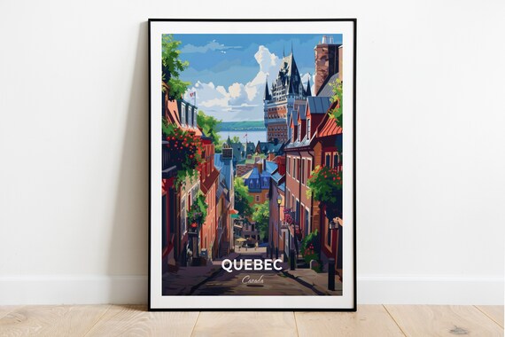 Quebec Canada Old Quebec Cobblestone Street View Travel Poster
