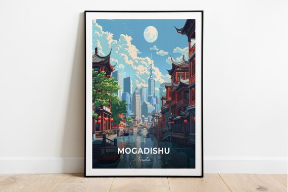 Mogadishu Old Chinese City Canal Lantern Street Scene Poster