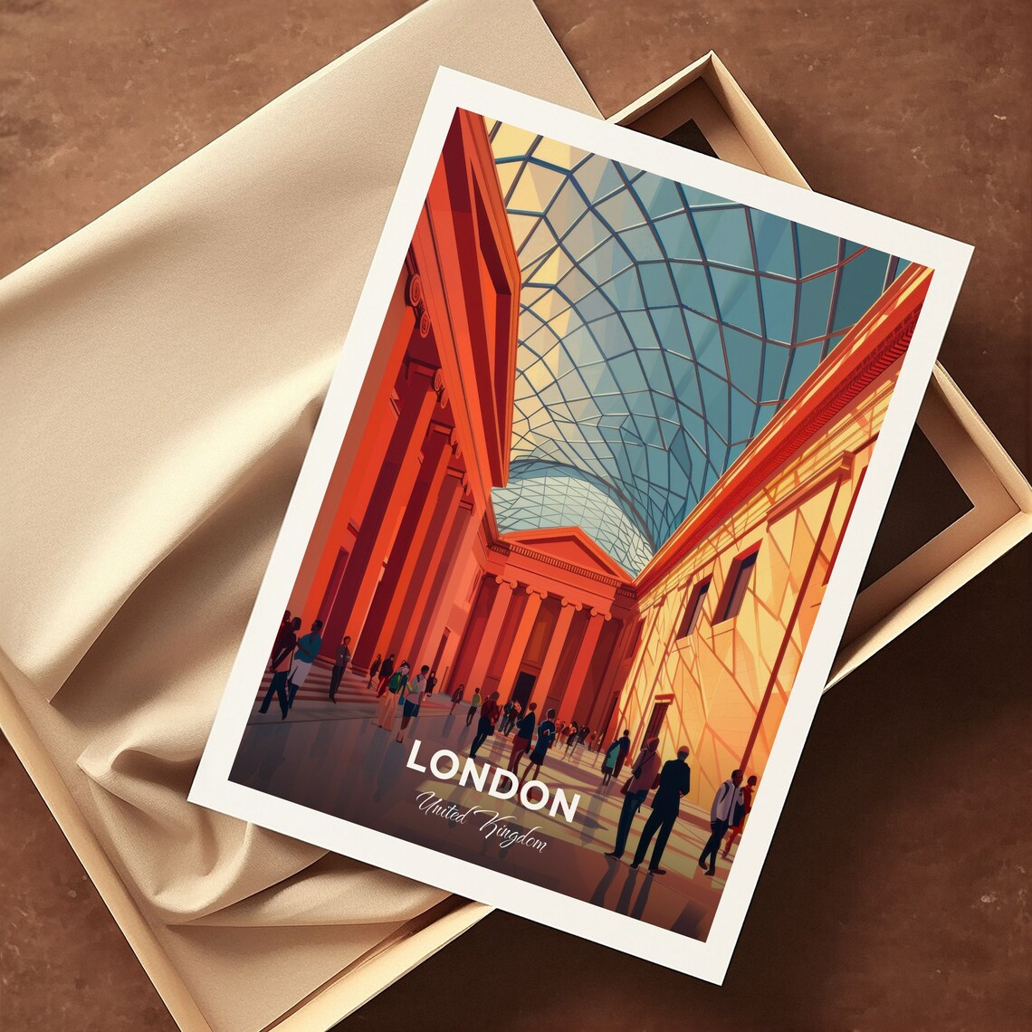 London United Kingdom British Museum Glass Roof Court Travel Poster - Image 3