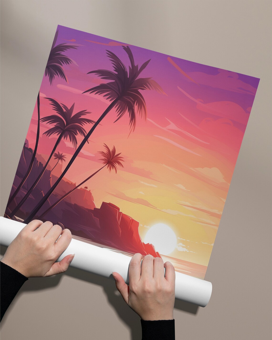 Tropical Sunset Poster Print Wall Art - Image 2