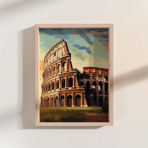 Gouache Style Colosseum Poster Print Wall Art
