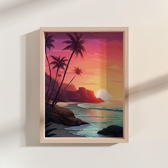 Tropical Sunset Poster Print Wall Art