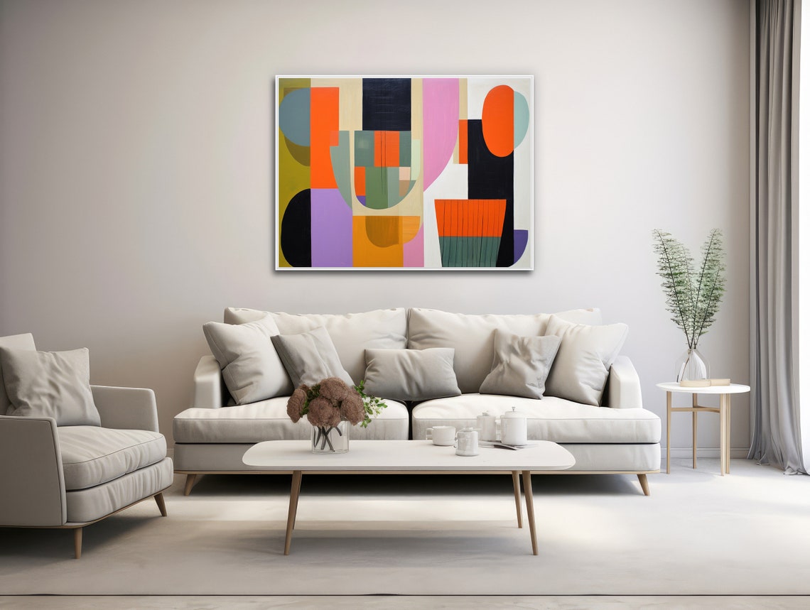 Playful Colorful Geometric Abstract Shapes Modern Wall Poster - Image 3