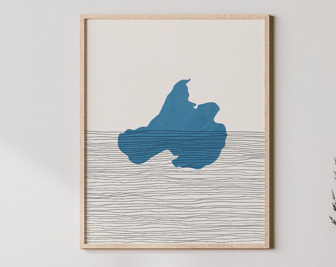 Lake Mendota Madison Wisconsin Minimalist Lake Map Boho Print