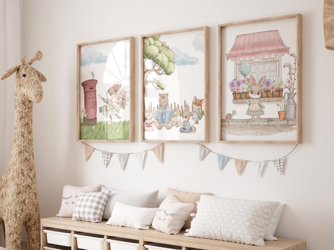 Story Time Under The Old Oak Tree Woodland Animal Art For Girls Room Forest Friends Nursery Art Storytelling Kids Room Print - Image 2