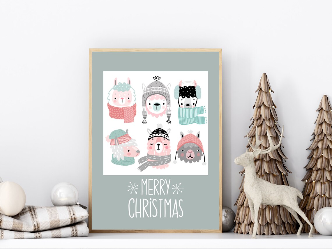 Cozy Winter Animals Holiday Art Cute Seasonal Kids Decor Christmas Wall Art Merry Christmas Art Print For Nursery Or Play Room - Image 2