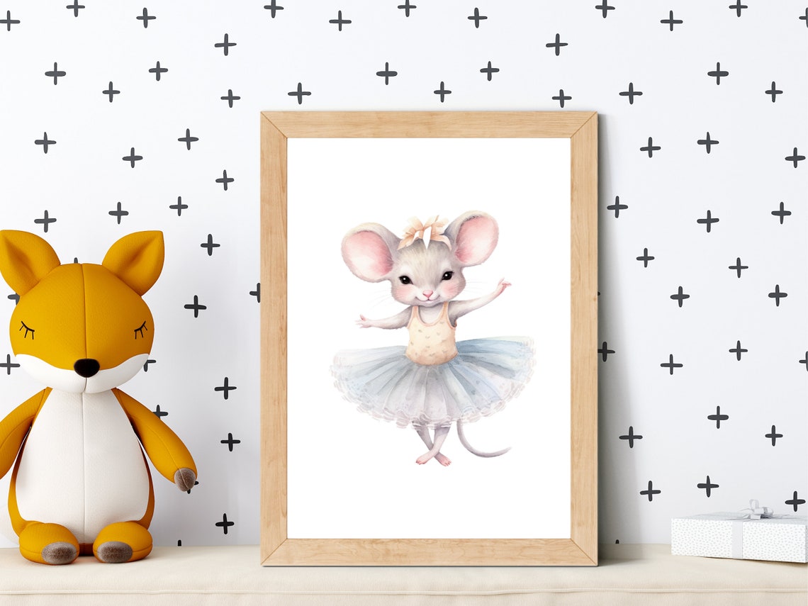 Ballerina Mouse Nursery Wall Art Sweet Ballet Dancer Print Pink Girls Room Wall Decor Girl Baby Shower Gift Ballerina Animal Print Pdf - Image 3