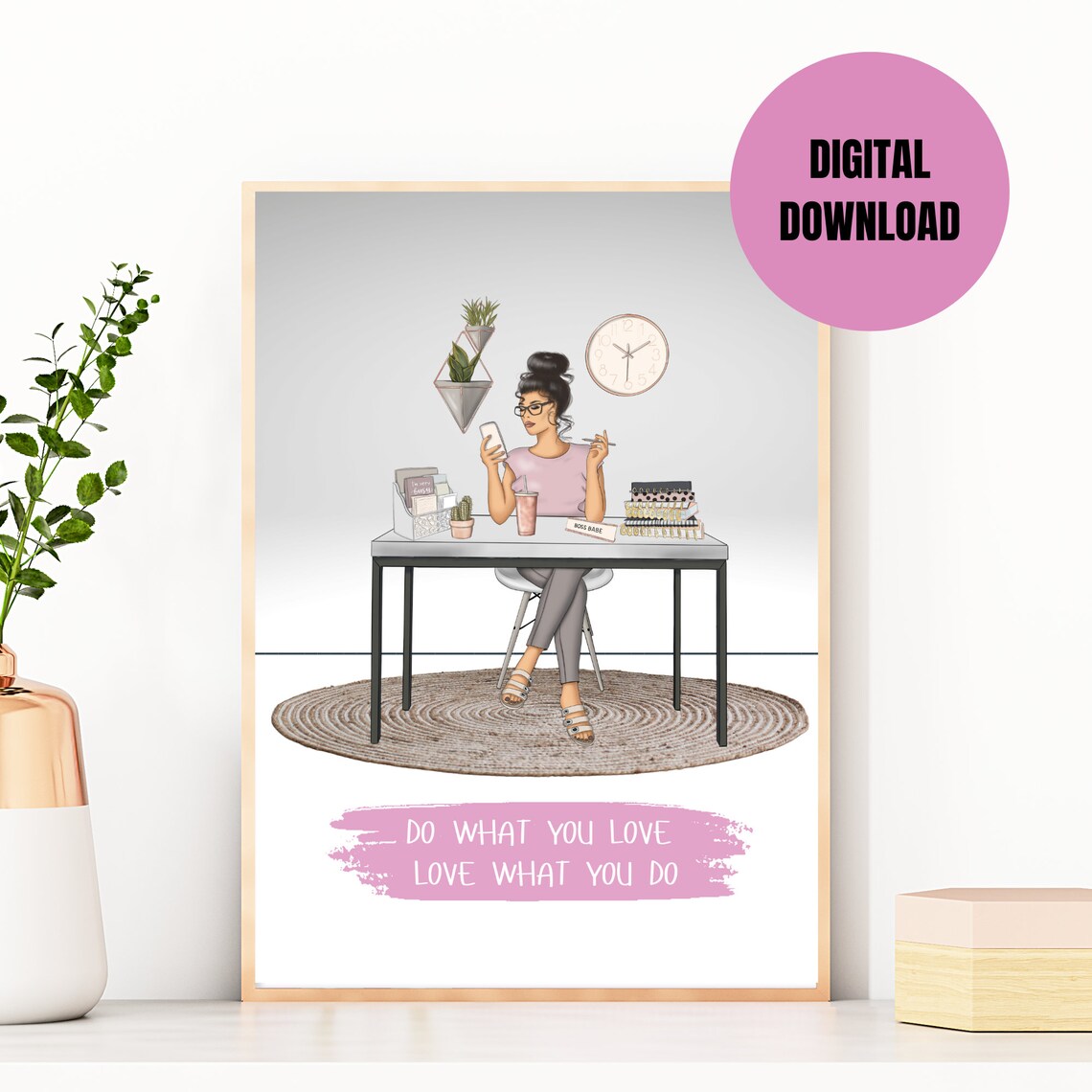 Do What You Love Love What You Do Boss Babe Desk Girl Art Print - Image 2