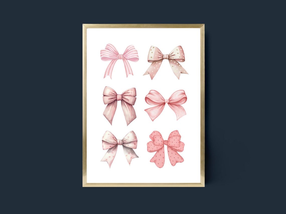 Pink Bows Art Girls Nursery Decor Baby Girls Print Baby Shower Gift For Girl Playroom Wall Decor Gift For Fashionista - Image 4