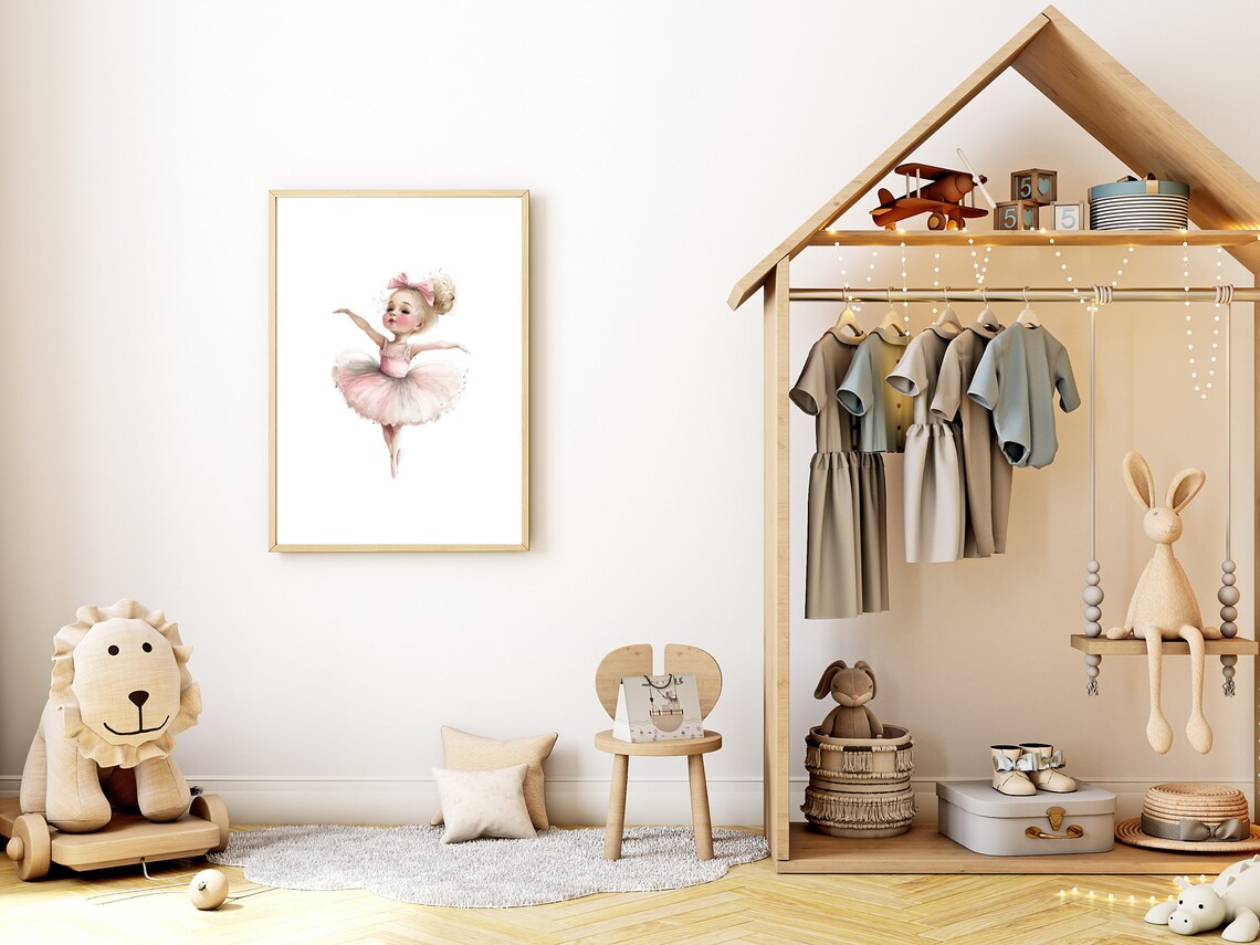 Little Ballerina in a Pink Tutu with a Bow Girls Room Nursery Poster - Image 2
