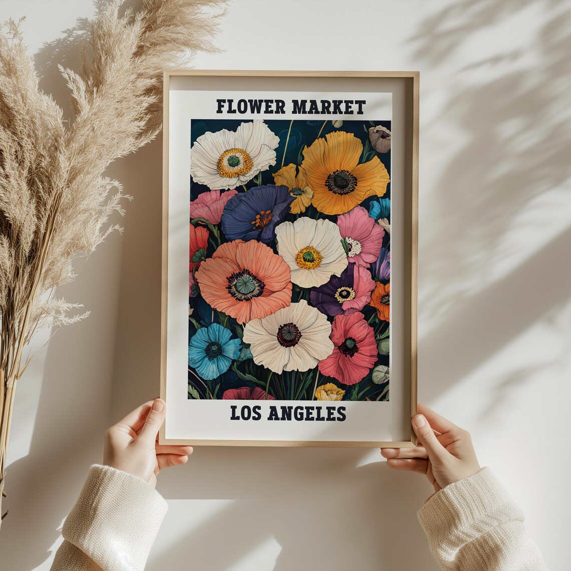 Flower Market Los Angeles Colorful Poppies Retro Botanical Poster - Image 2