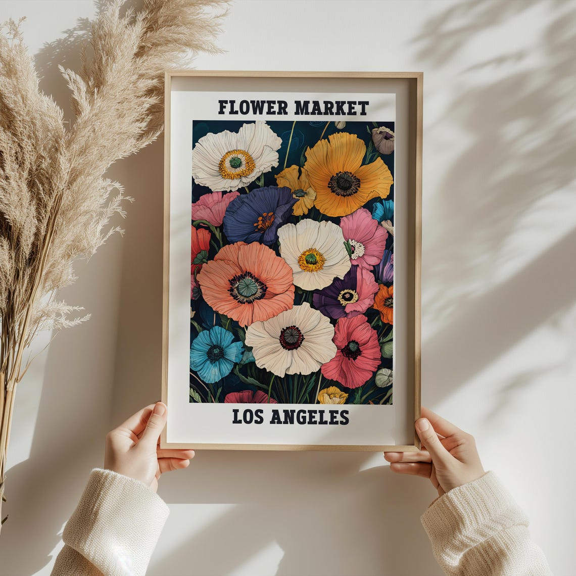 Flower Market Poster Trendy Flower Art Print Retro Flowers Poster Los Angeles Flower Market Poster Flower Market Los Angeles Print - Image 2