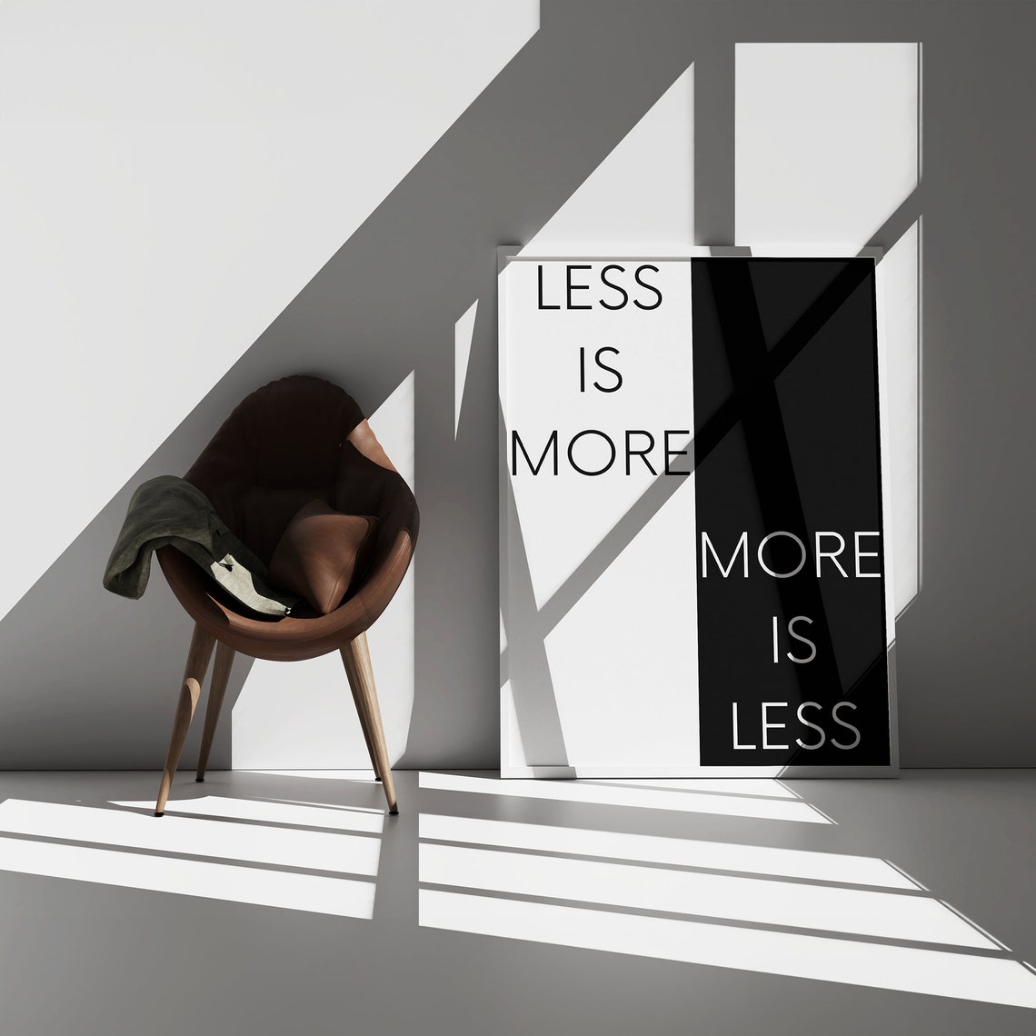Less Is More More Is Less Split Black And White Typography Poster - Image 6