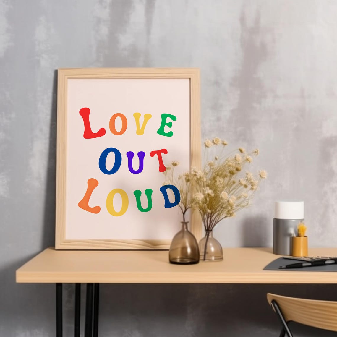 Love Out Loud Rainbow Playful Lettering Pride Affirmation Poster - Image 7