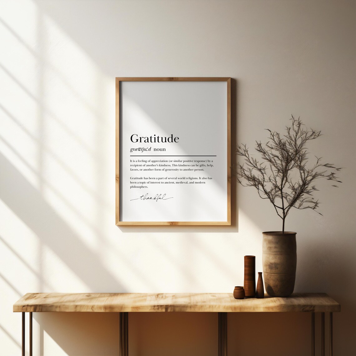 Gratitude Dictionary Definition Minimalist Typography Poster Thankfulness Quote - Image 3