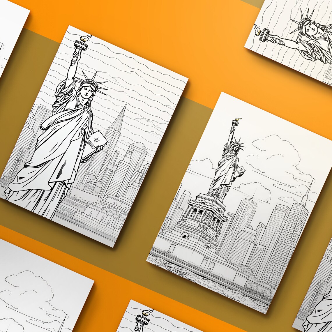 United States Landmarks 15 Coloring Pages Landmark Art Poster - Image 3