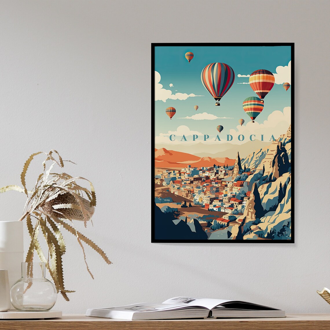 Cappadocia Turkey Hot Air Balloon Set of 3 Retro Travel Poster - Image 3