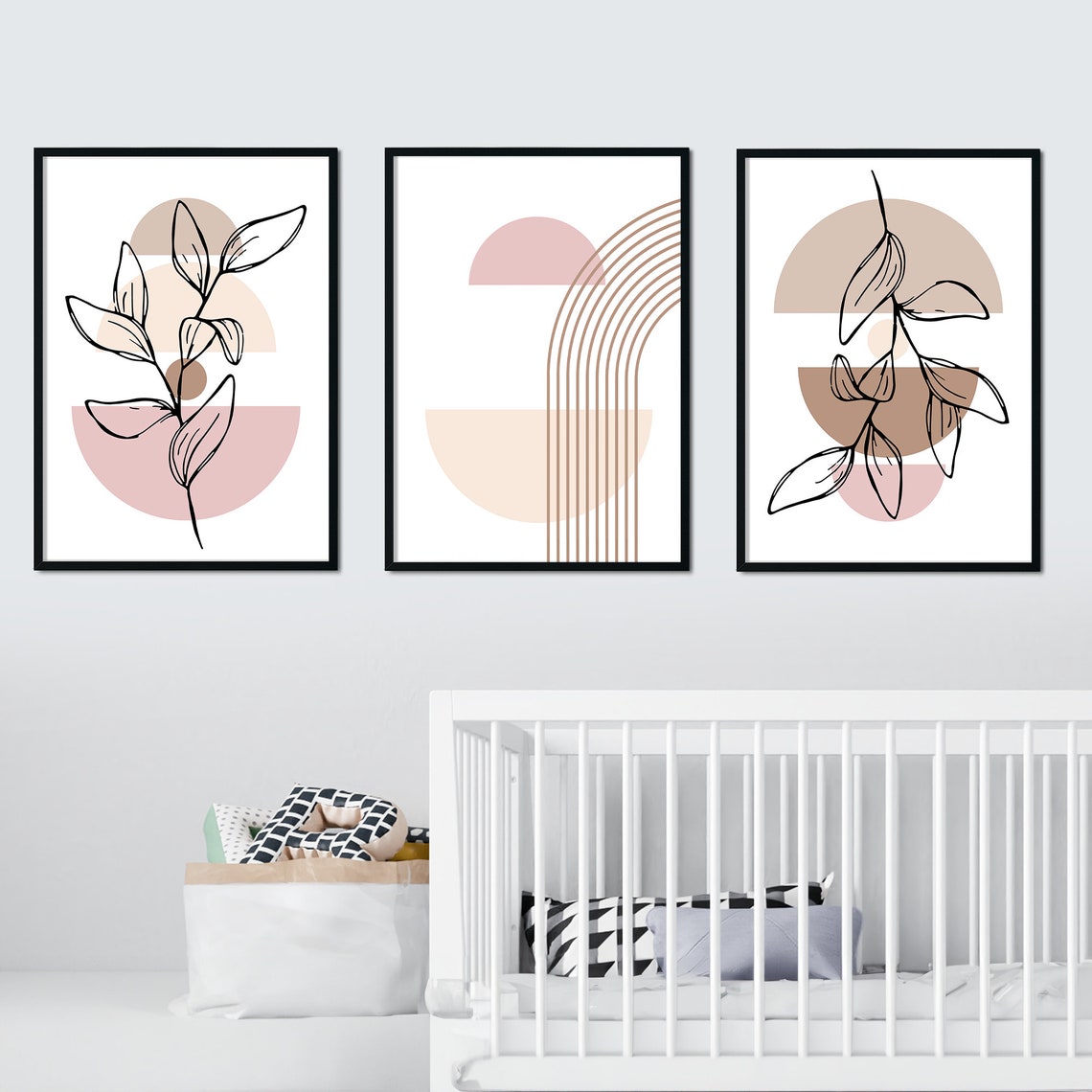 Boho Abstract Leaf Art Set of 3 Warm Neutral Botanical Wall Art - Image 7