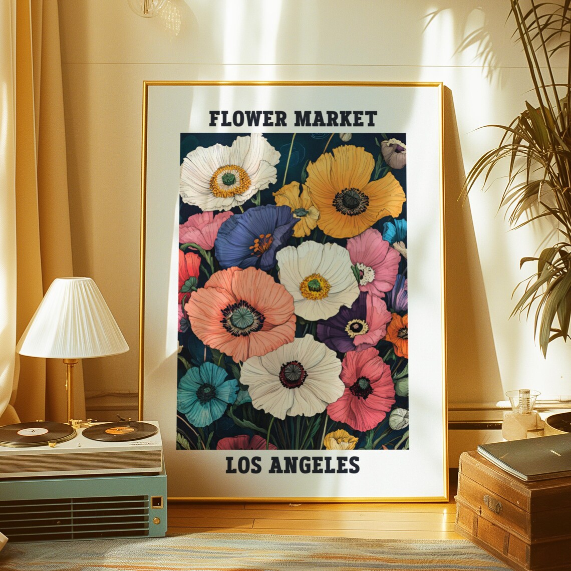 Flower Market Los Angeles Colorful Poppies Retro Botanical Poster - Image 4