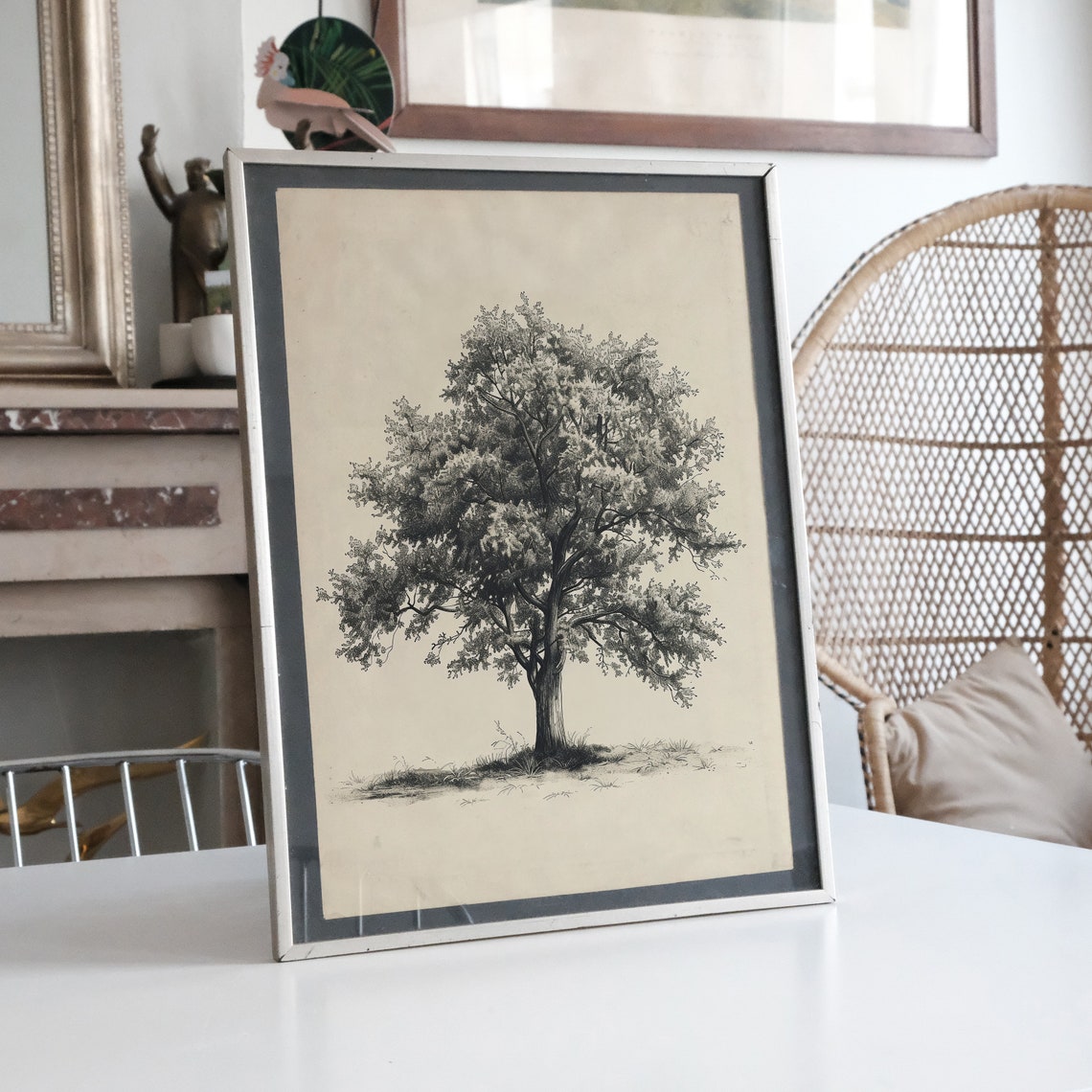Vintage Tree Sketch Nature Print Drawing Tree Neutral Wall Art Antique Drawing Of Tree Antique Rustic Tree Sketch Art Artwork Tree Print - Image 4