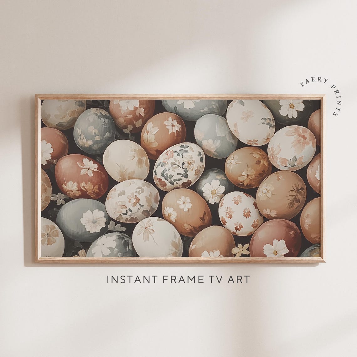 Floral Painted Easter Eggs Pattern Spring Frame TV Home Decor Poster
