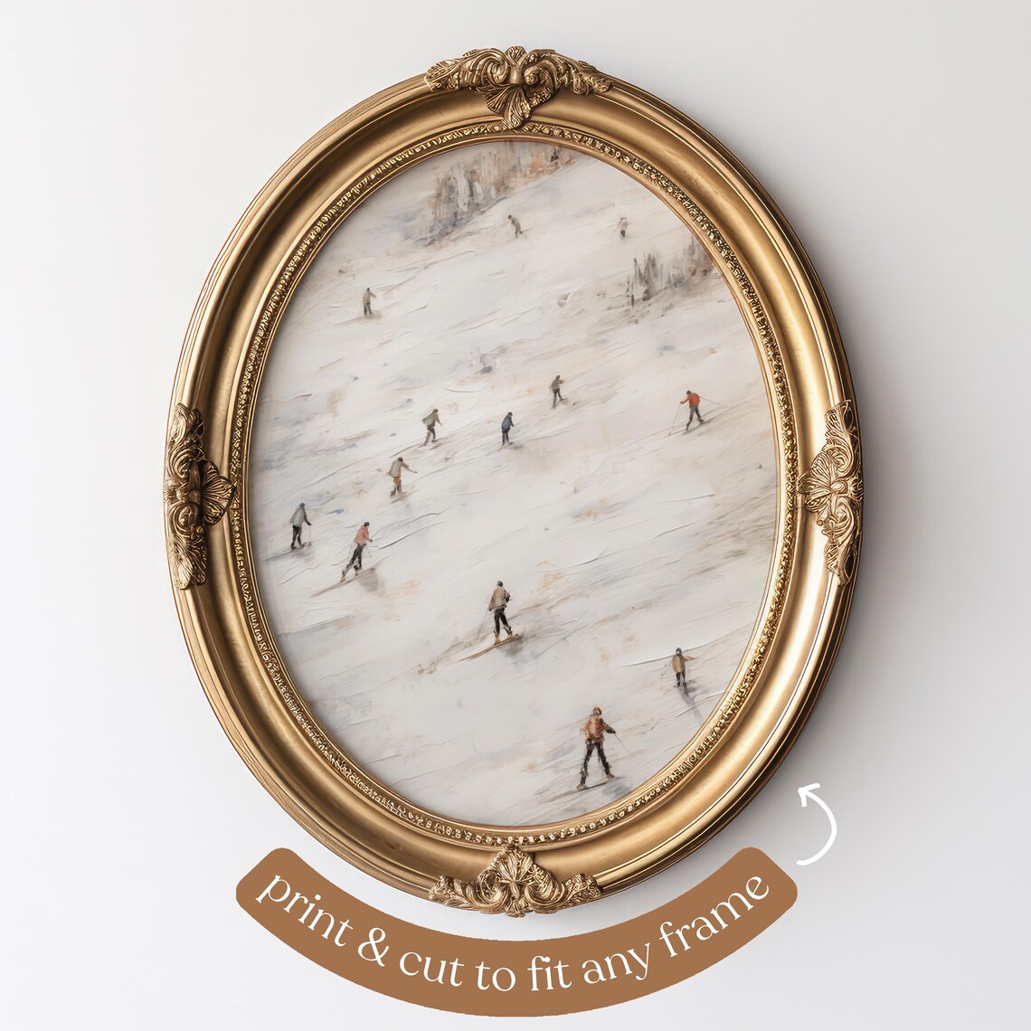 Ski Hill Vintage Style Mountain Skiing Art Print - Image 4