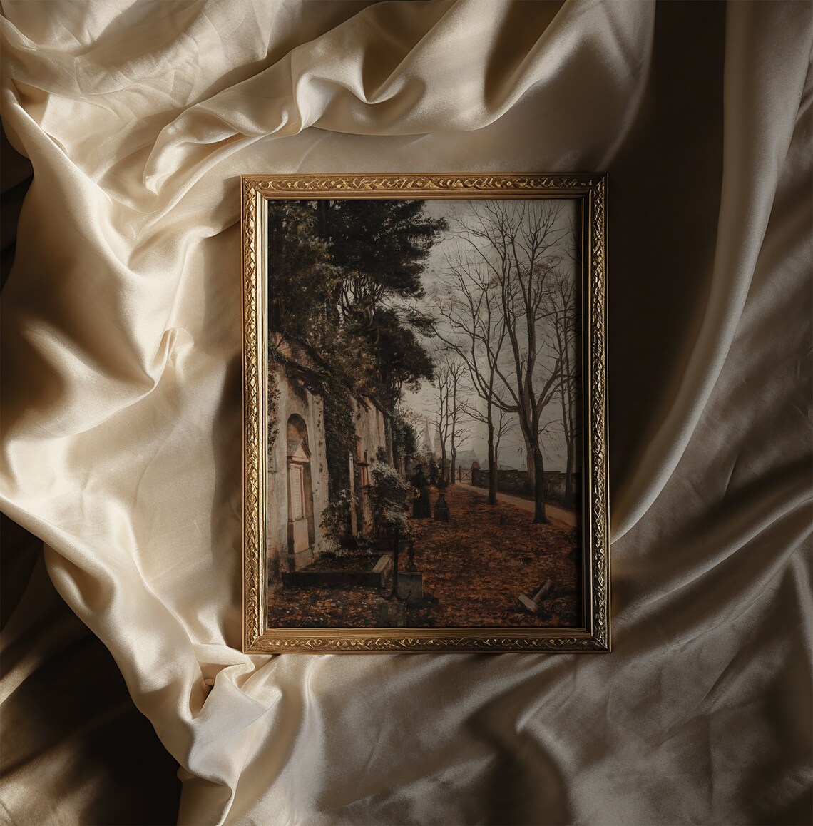 Autumn Graveyard Vintage Fall Landscape Art Print - Image 2