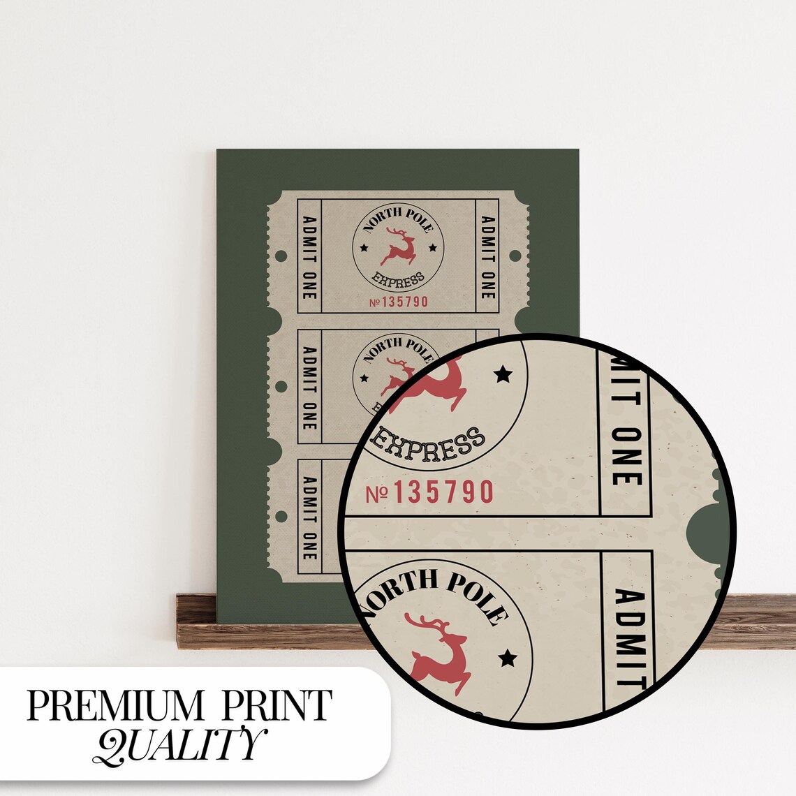 North Pole Ticket Vintage Christmas Art Print - Image 4