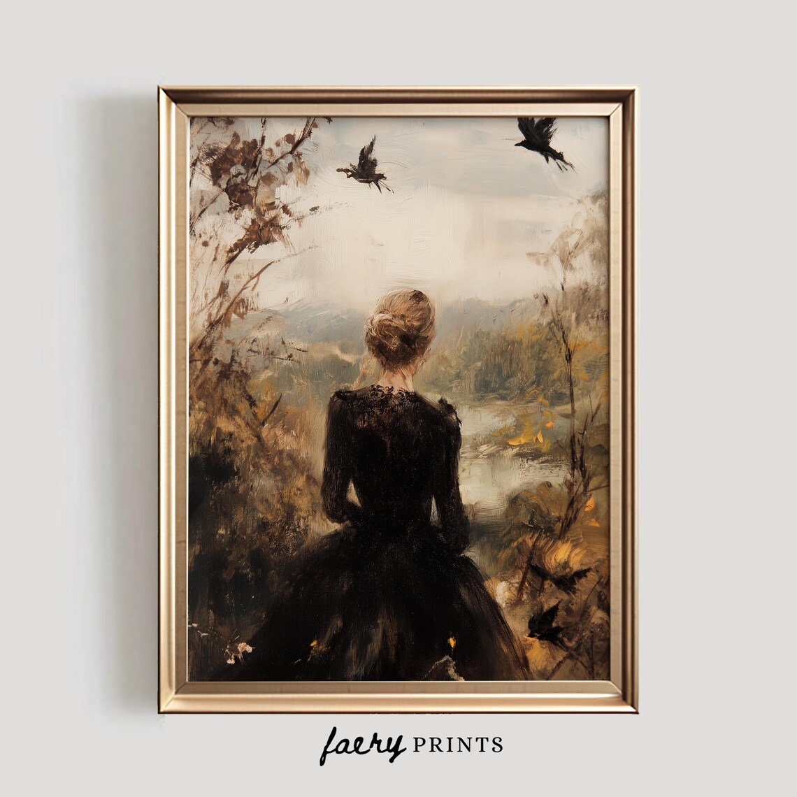 Victorian Lady In Fall Art Print, Moody Autumn Decor - Image 5