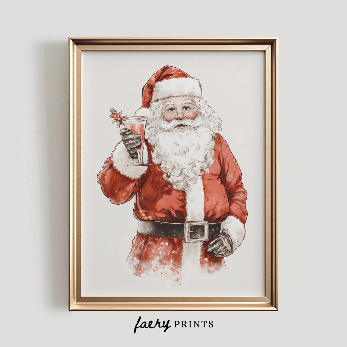 Santa Claus Red Holiday Wall Art Art Print