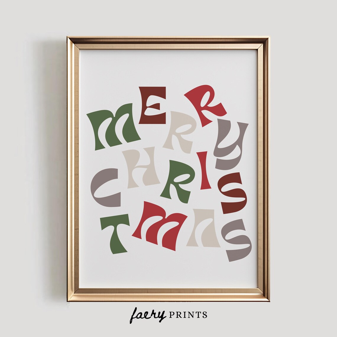 Merry Christmas Retro Holiday Quote Art Print