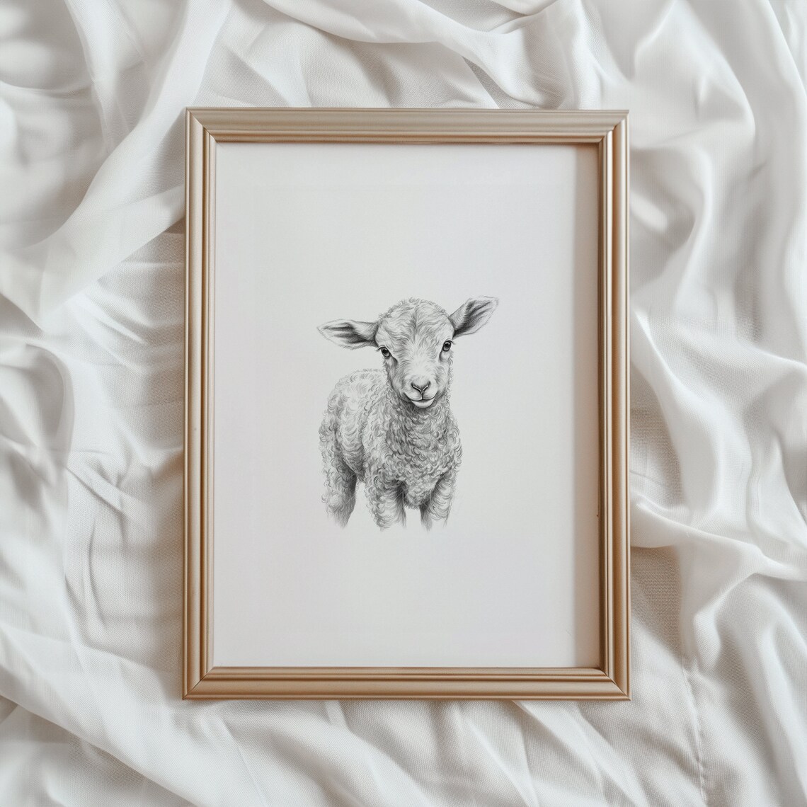 Sheep Print Wall Art, Cute Lamb Sketch Nursery Decor