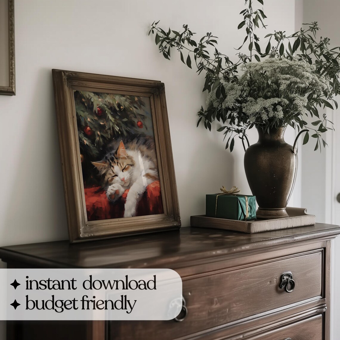 Christmas Cat Vintage Christmas Wall Art Poster - Image 5