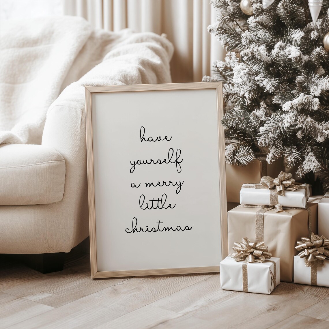 Neutral Christmas Wall Art, Minimalist Merry Christmas Sign - Image 3