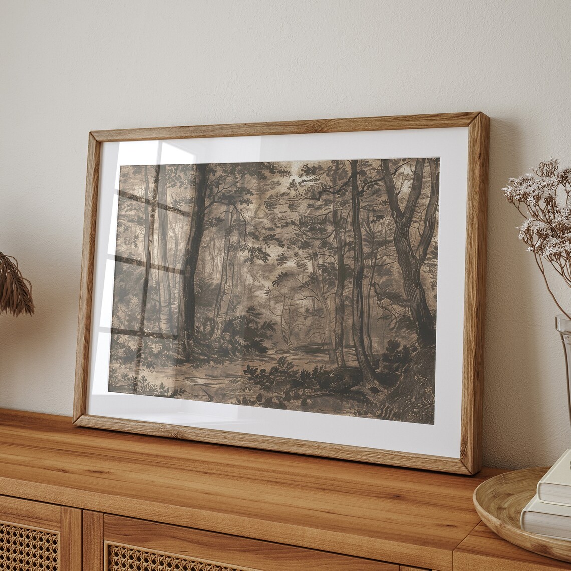 Moody Antique Landscape Art Print, Vintage Woodland - Image 5