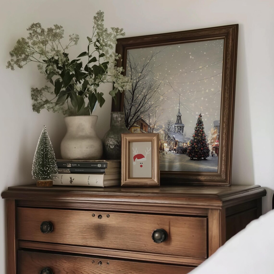 Winter Christmas Village Art Print, Silent Night - Image 4