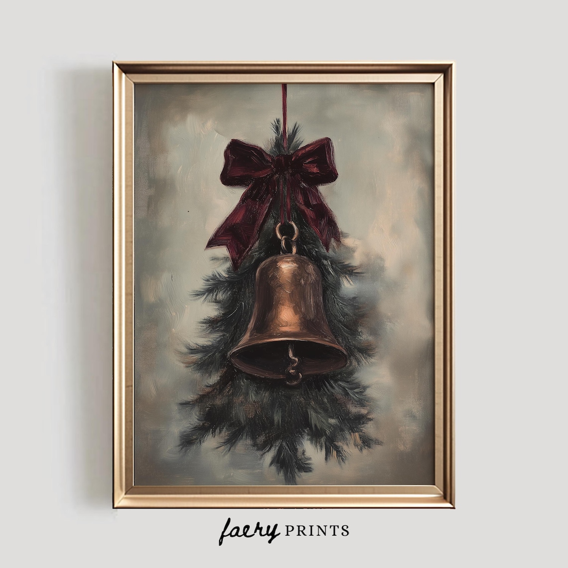 Vintage Christmas Jingle Bell Art, Rustic Holiday Wall