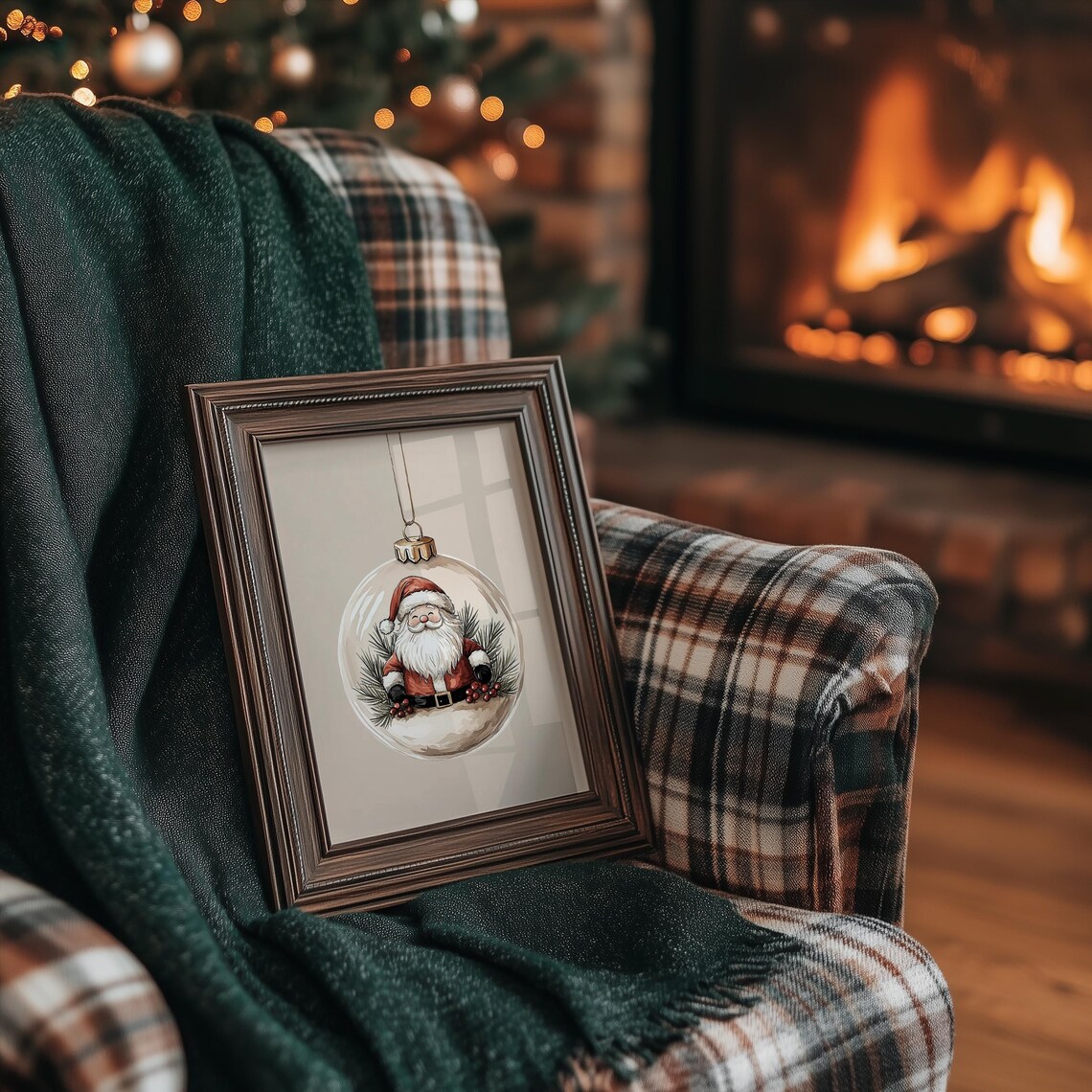 Santa Claus Snowglobe Ornament, Festive Christmas Poster - Image 4