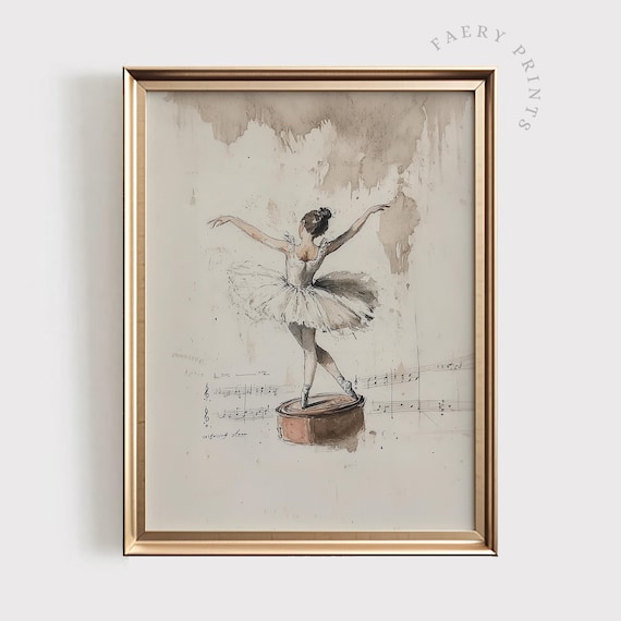 Ballerina Music Box Print Vintage Girls Nursery Art Ballet Dancing Decor Room Wall Classic 1272