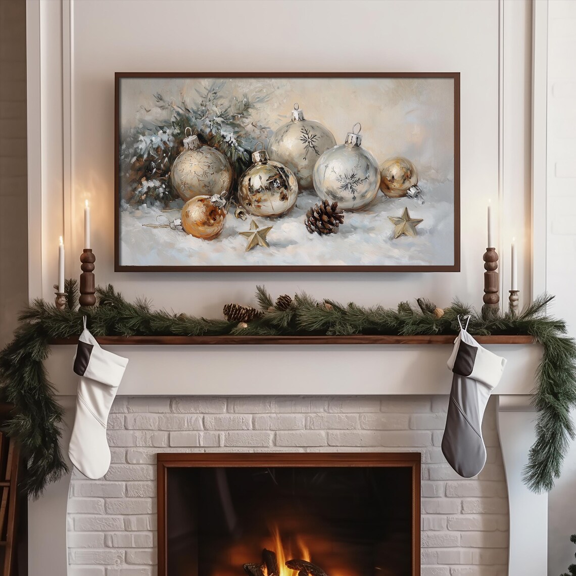 Vintage Ornament Frame TV Holiday Art Print - Image 5