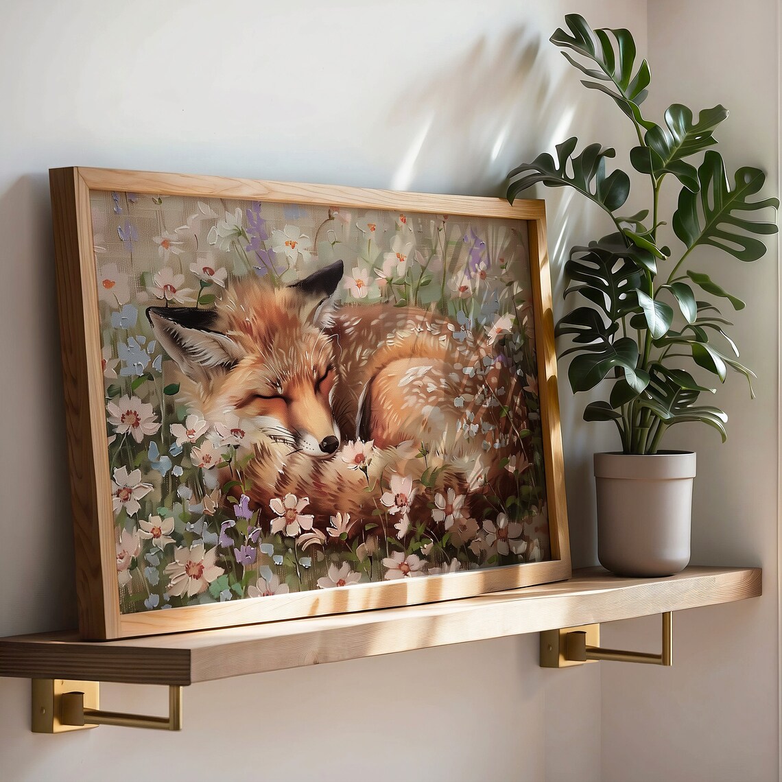 Fox Sleeping on Flowers, Romantic Woodland Art Print - Image 5
