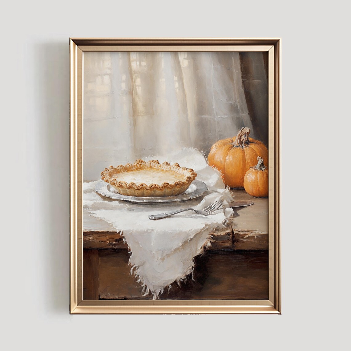 Pumpkin Pie Print, Rustic Fall Farmhouse Art