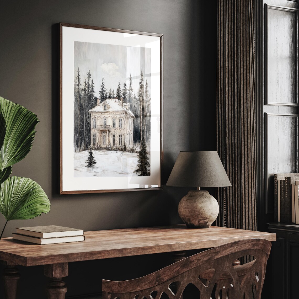 Winter House Art Print, Vintage Winter Home Decor - Image 2