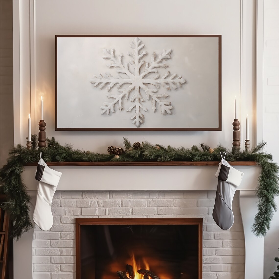 Snowflake Vintage Christmas Seasonal Art Print - Image 2