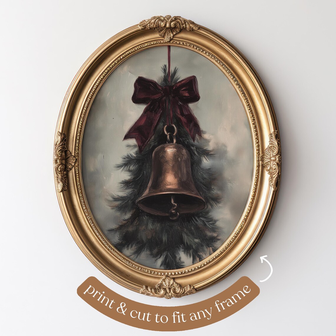 Vintage Christmas Jingle Bell Art, Rustic Holiday Wall - Image 4