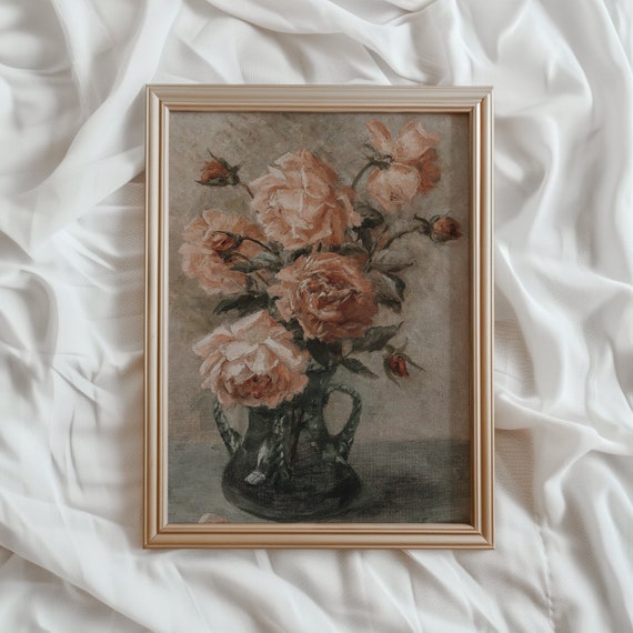 Flower Painting Vintage Still Life Roses Art Print