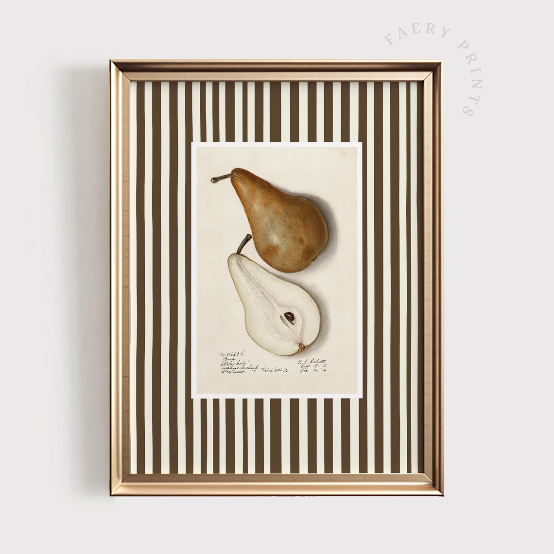 Vintage Pear Kitchen Art Print, Antique Farmhouse Decor