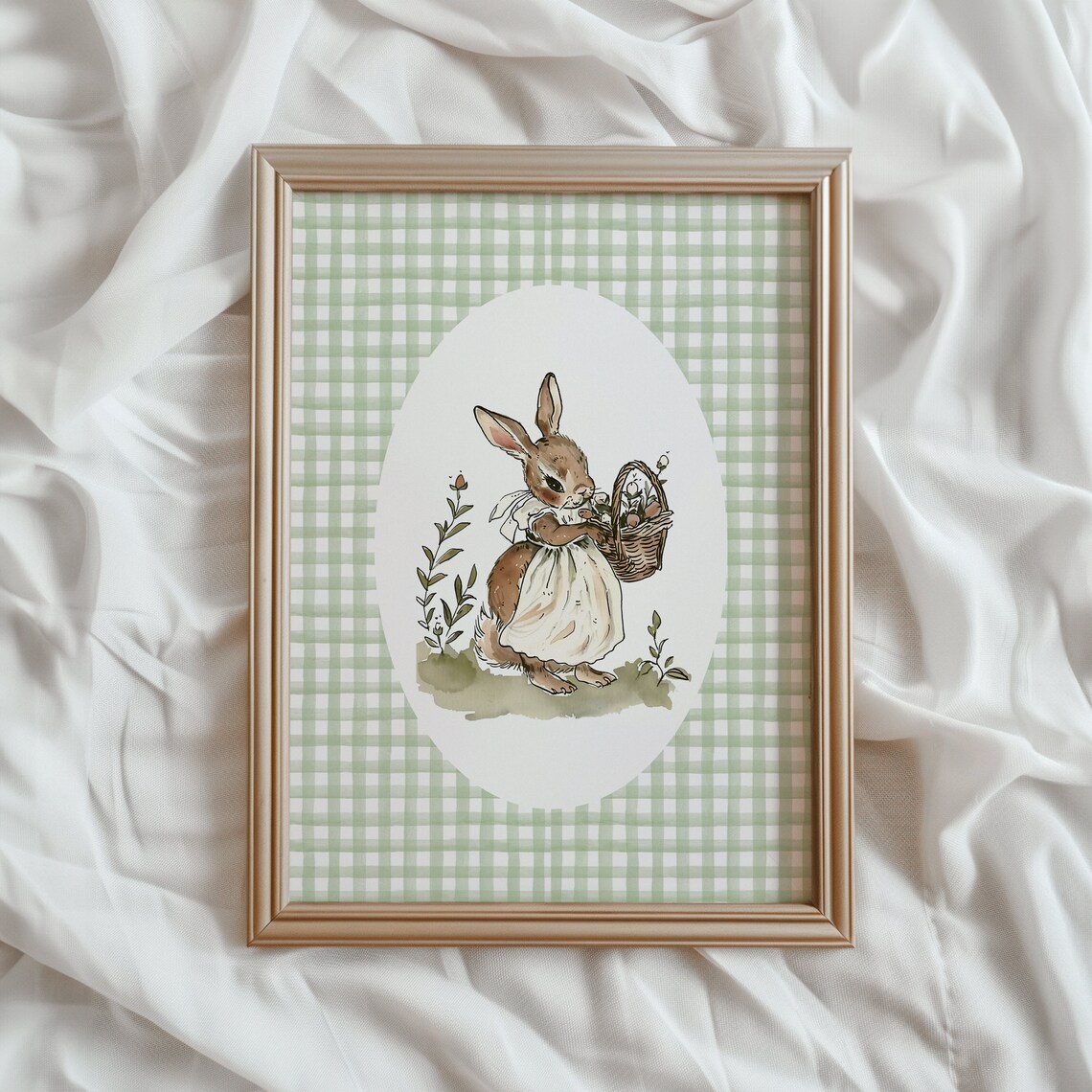 Rabbit Illustration Print, Cottagecore Nursery Decor