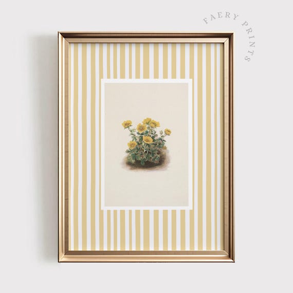 Vintage Floral Stripe Wall Art for Girls Nursery